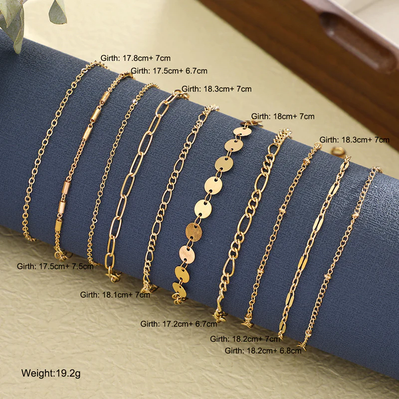 10pc Dainty Gold Chain Bracelet Set - Image 2