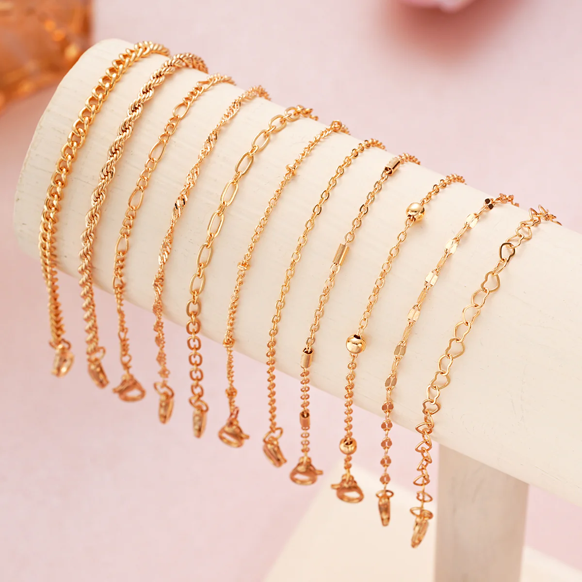 10pc Dainty Gold Chain Bracelet Set - Image 3