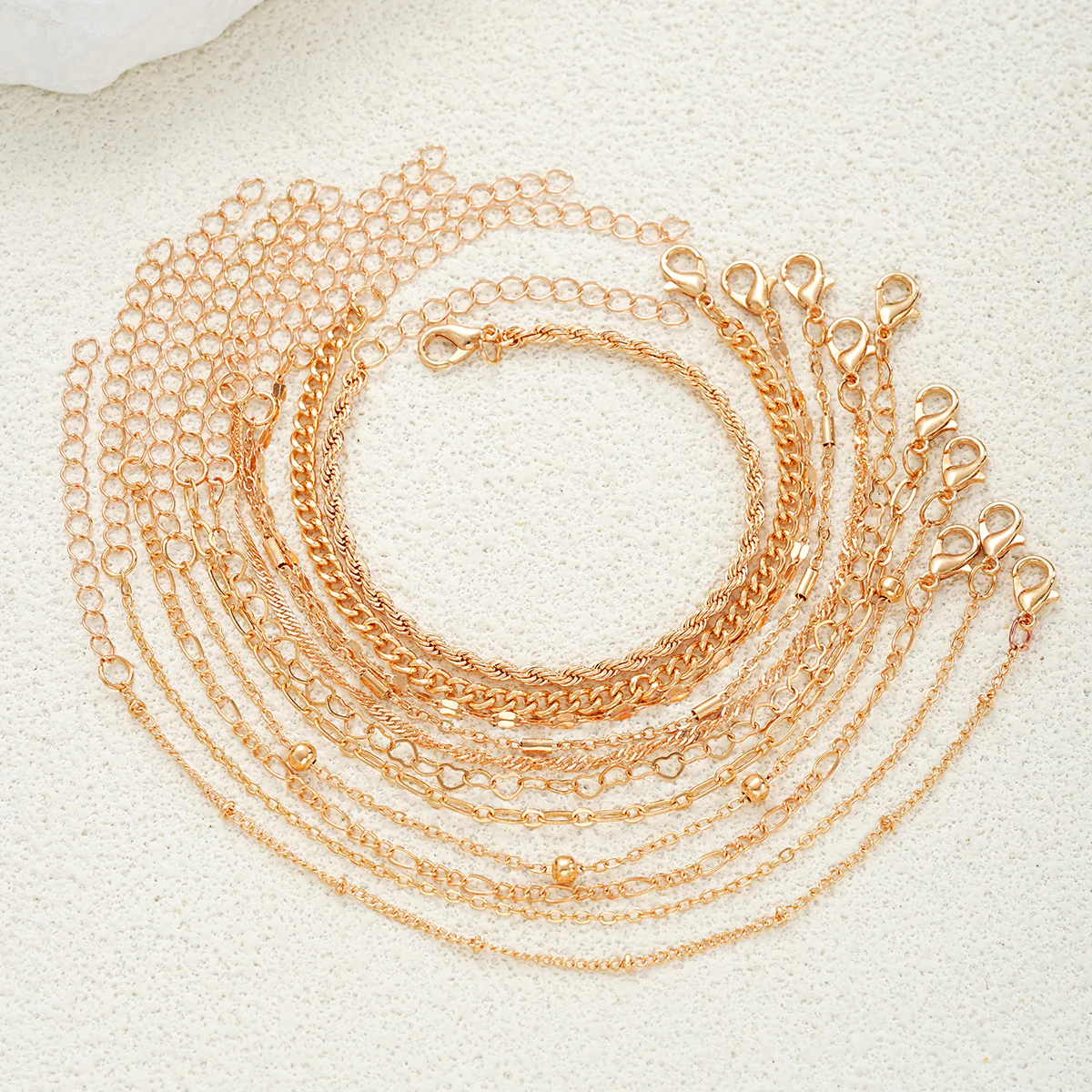 10pc Dainty Gold Chain Bracelet Set - Image 4