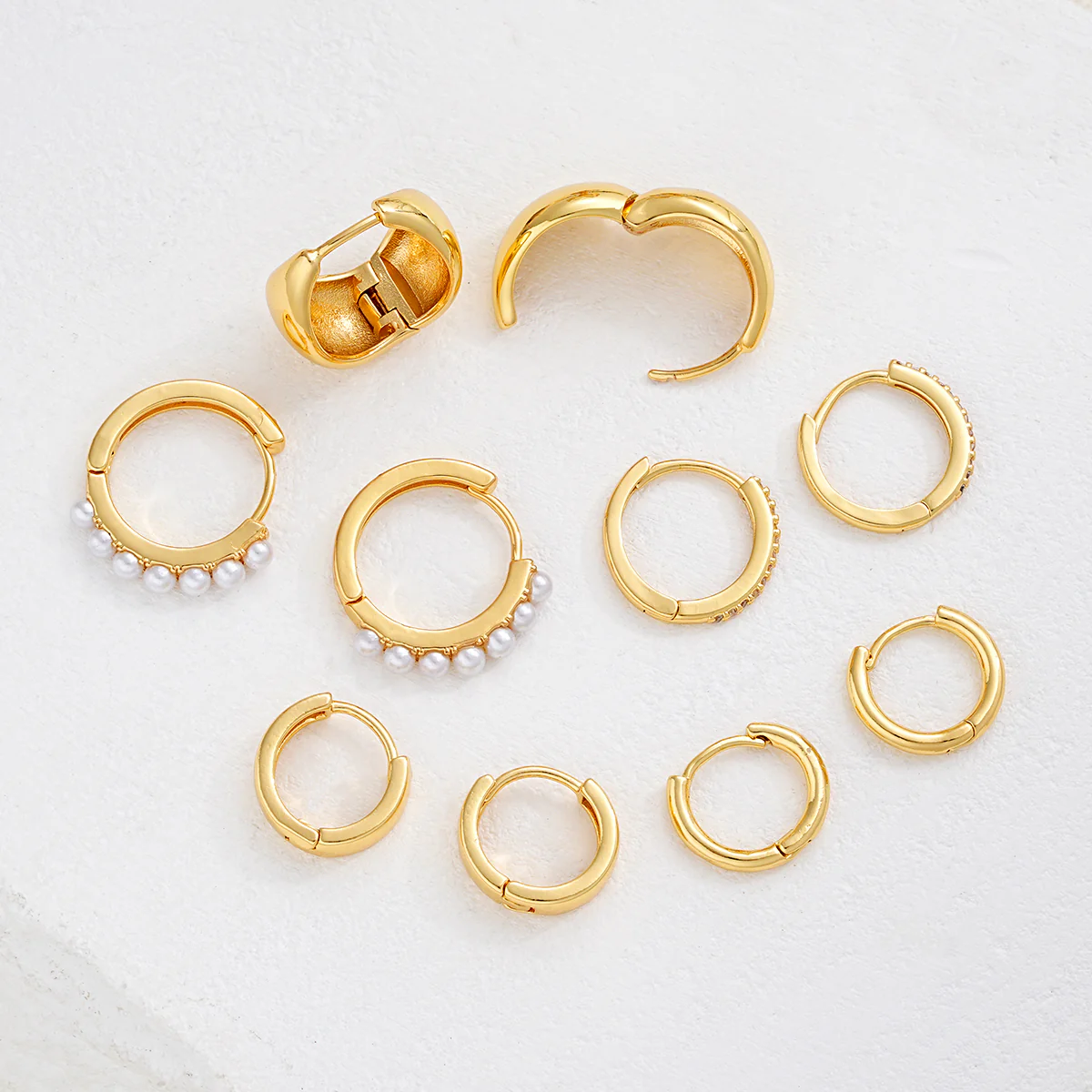 10pc Imitation Pearl C-Hoop Earring Set - Image 3