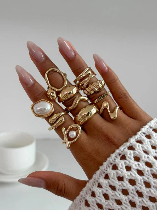11pc Dainty Irregular Stacking Rings Set - Image 2