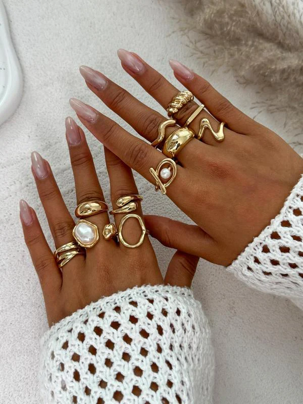 11pc Dainty Irregular Stacking Rings Set - Image 3