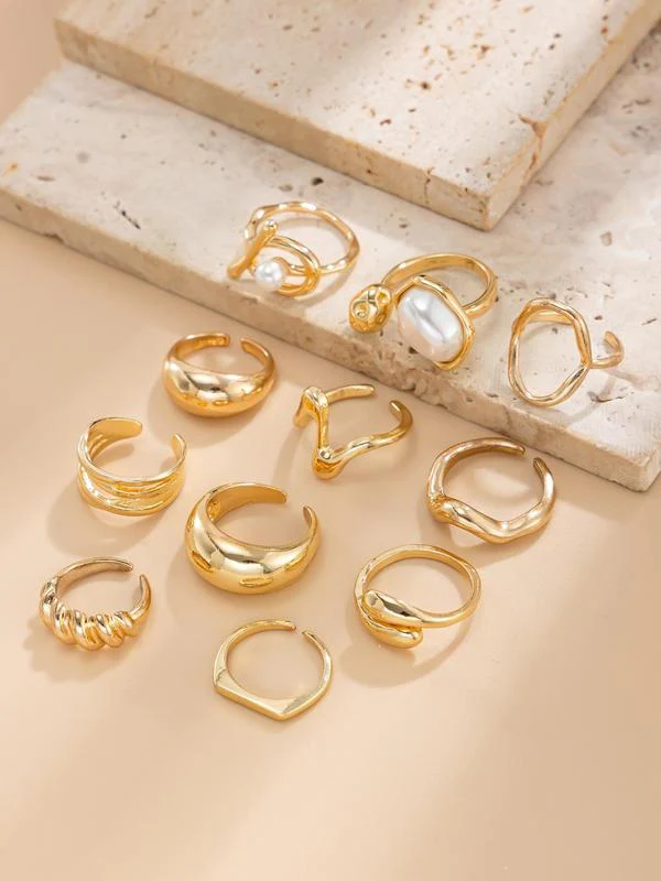 11pc Dainty Irregular Stacking Rings Set - Image 4