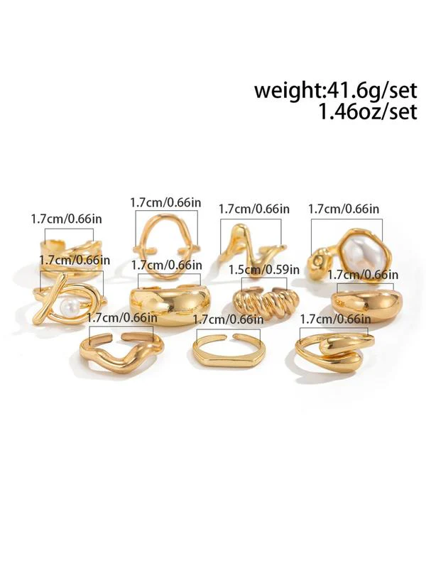 11pc Dainty Irregular Stacking Rings Set - Image 6