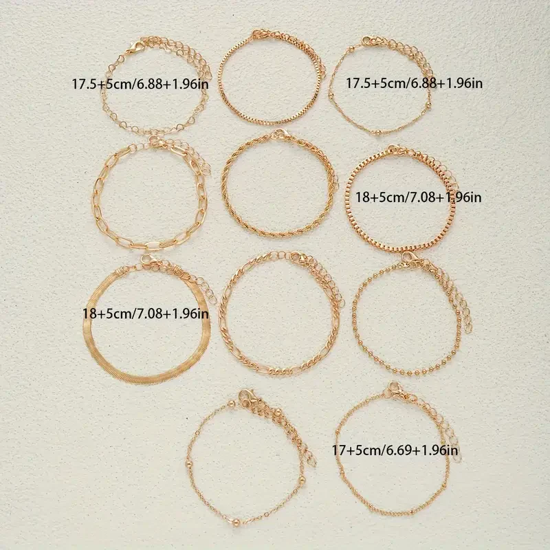 11pc Minimalist Gold Chain Bracelet Set - Image 3
