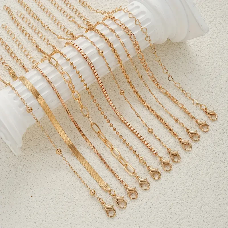 11pc Minimalist Gold Chain Bracelet Set - Image 4