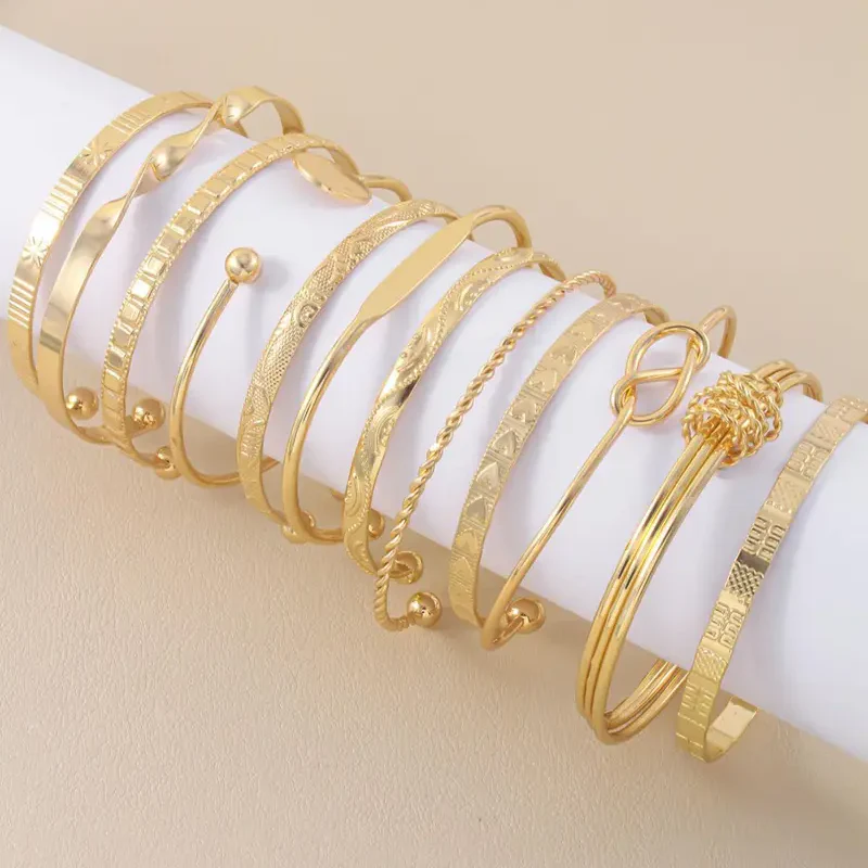 12pc Adjustable Textured Bracelet Set - Image 3