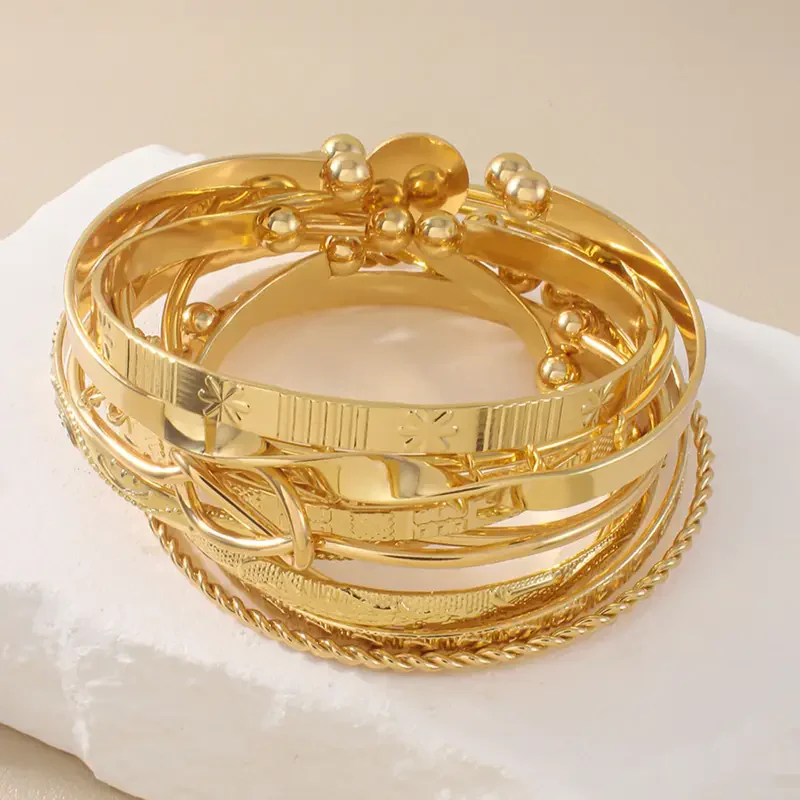 12pc Adjustable Textured Bracelet Set - Image 4