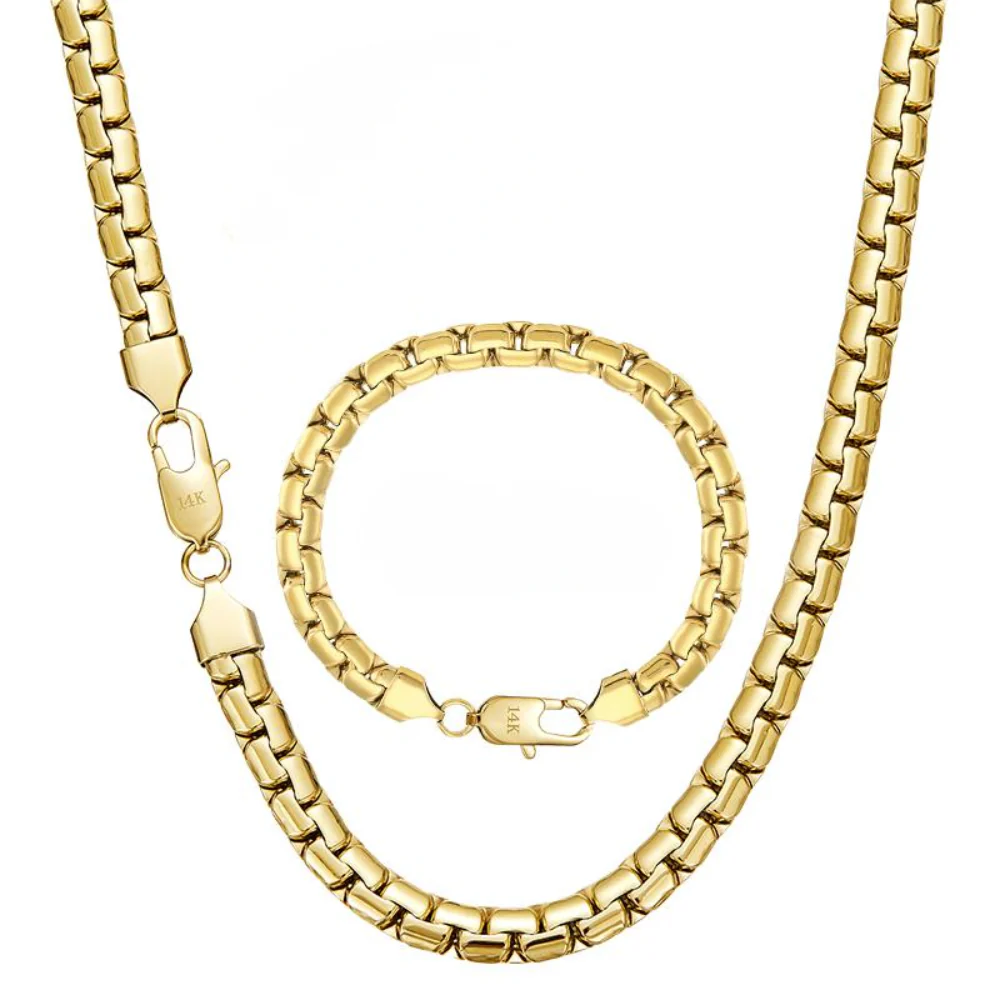 14K Plated Cuban Link Necklace & Bracelet Set