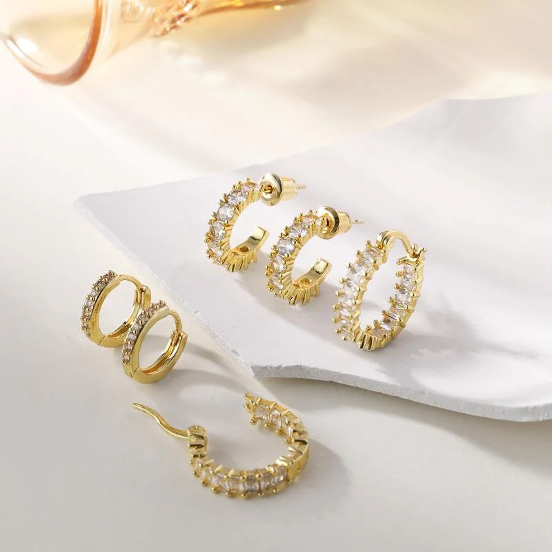 14K 3pc Gold Hoop Earrings - Image 3