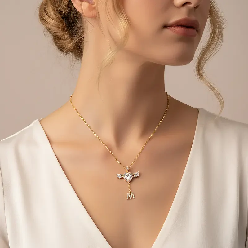 14k Angel Initial Necklace - Image 2