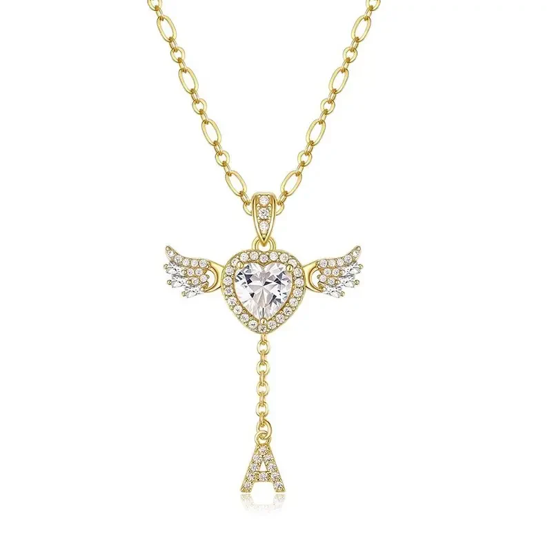 14k Angel Initial Necklace - Image 3