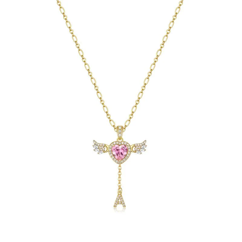 14k Angel Initial Necklace - Image 4