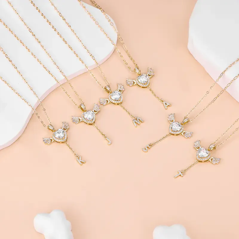 14k Angel Initial Necklace - Image 6