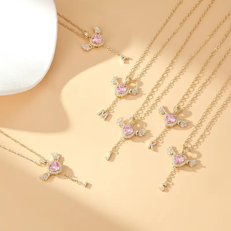 14k Angel Initial Necklace - Image 7