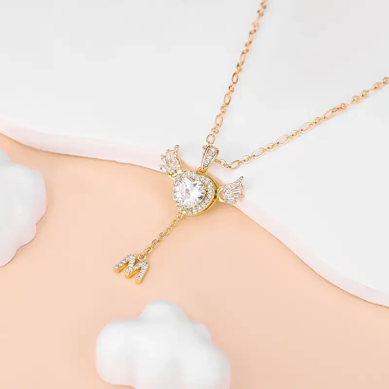 14k Angel Initial Necklace - Image 8