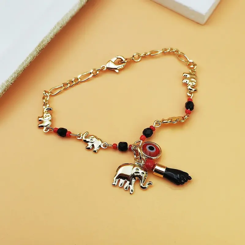 14k Elephant Evil Eye Bracelet Set - Image 2