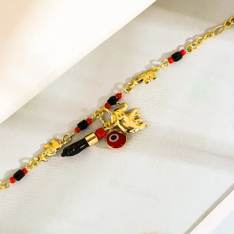14k Elephant Evil Eye Bracelet Set - Image 3