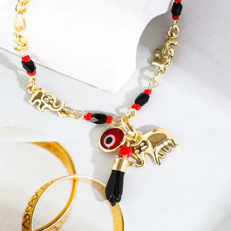 14k Elephant Evil Eye Bracelet Set - Image 4