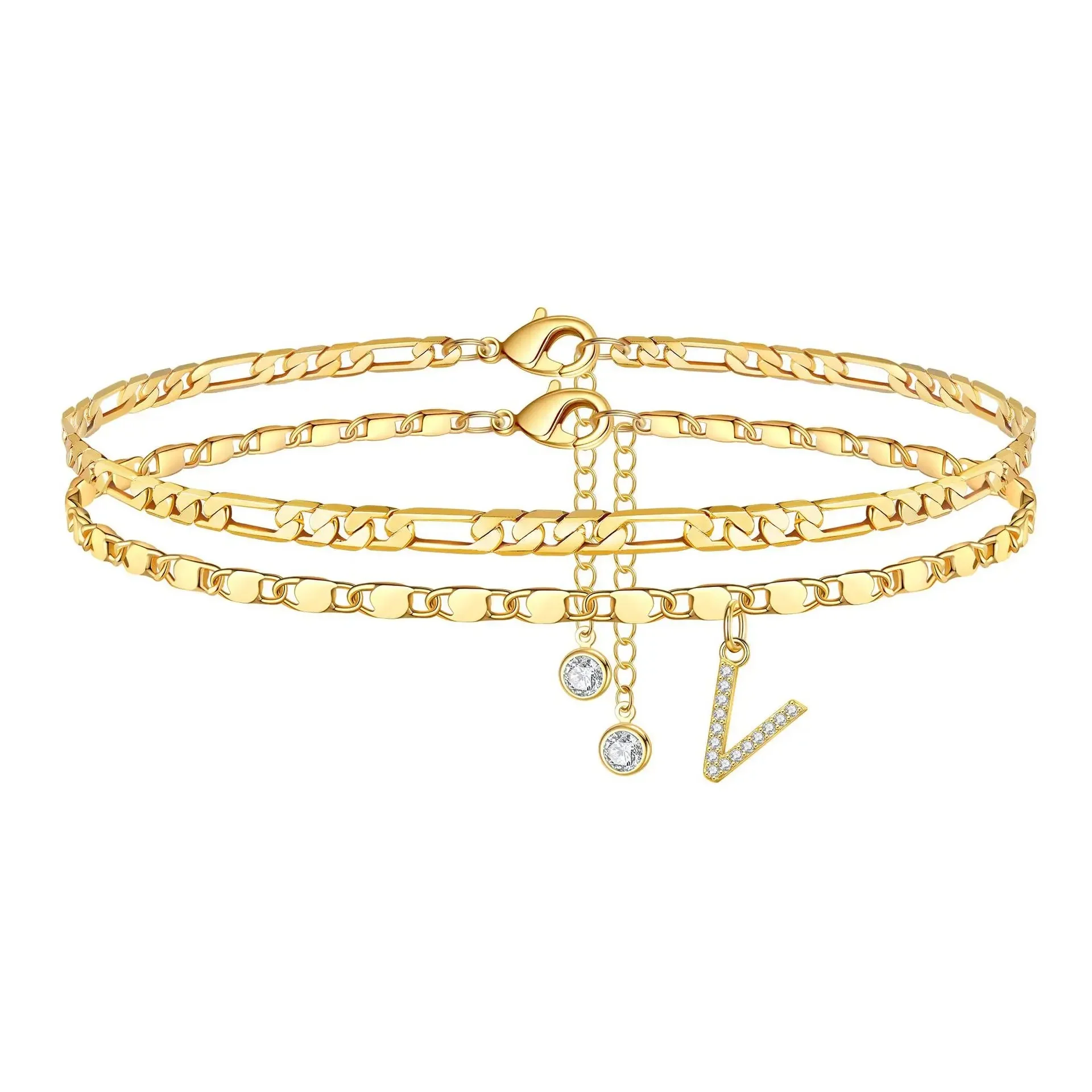 Figaro Initial Letter Anklet Set - Image 16