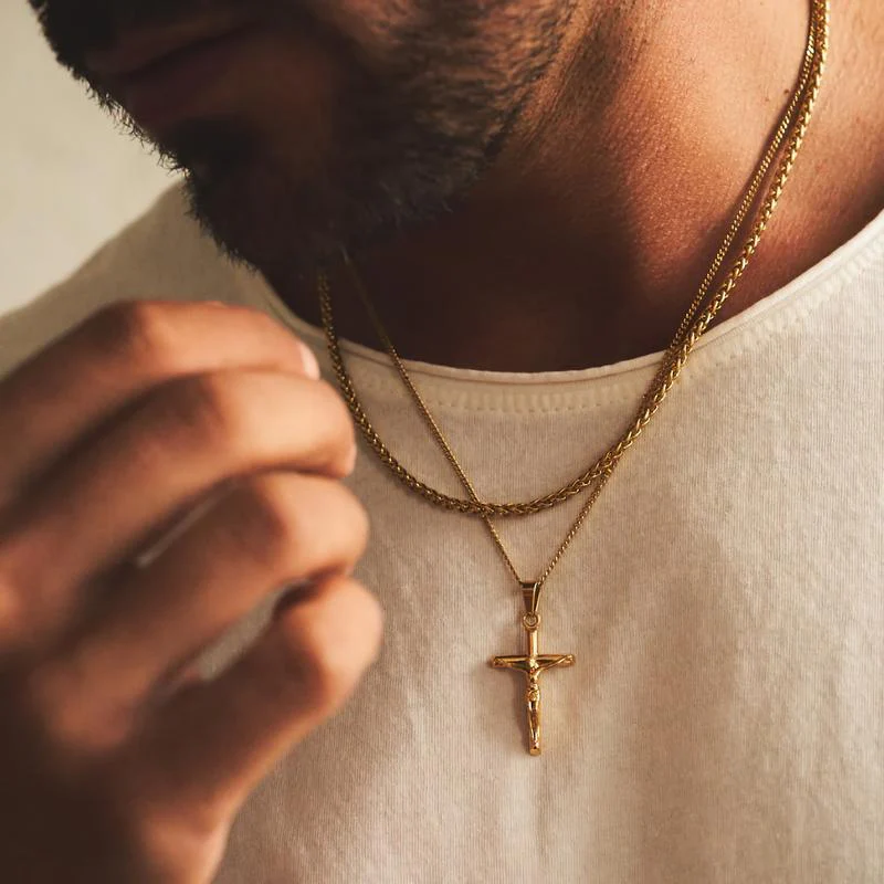 14K Gold Plated Crucifix Cross Necklace - Image 3