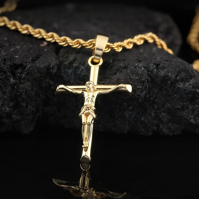 14K Gold Plated Crucifix Cross Necklace - Image 4