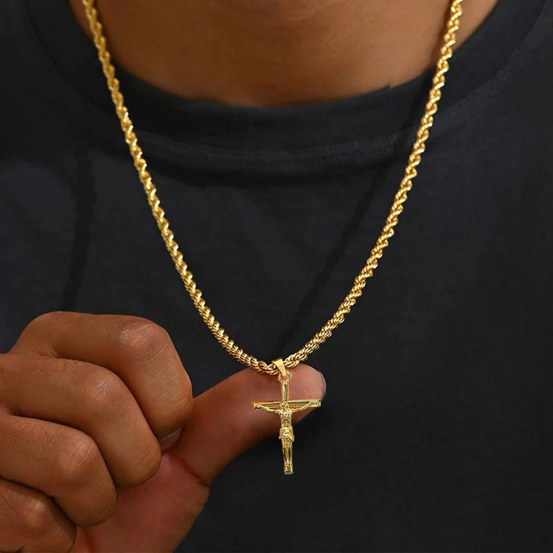 14K Gold Plated Crucifix Cross Necklace - Image 5