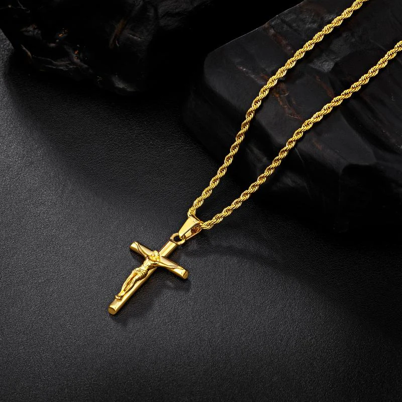 14K Gold Plated Crucifix Cross Necklace - Image 6
