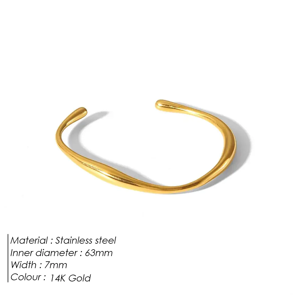 14k Gold Wave Cuff Bracelet - Image 3
