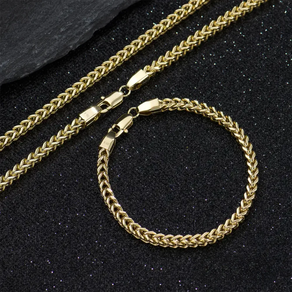 14k Plated Necklace & Bracelet Set - Image 2