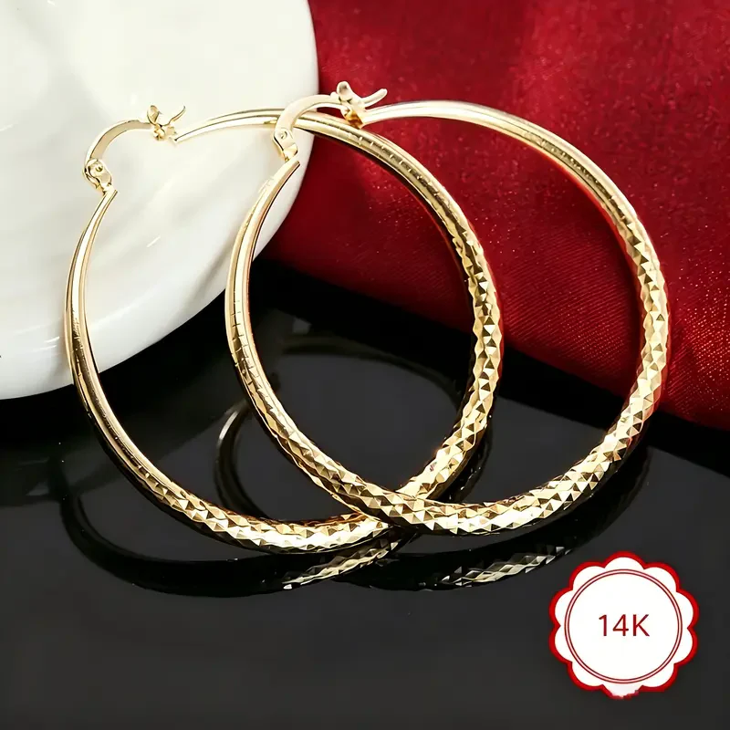 14k Sparkling Hoop Earrings