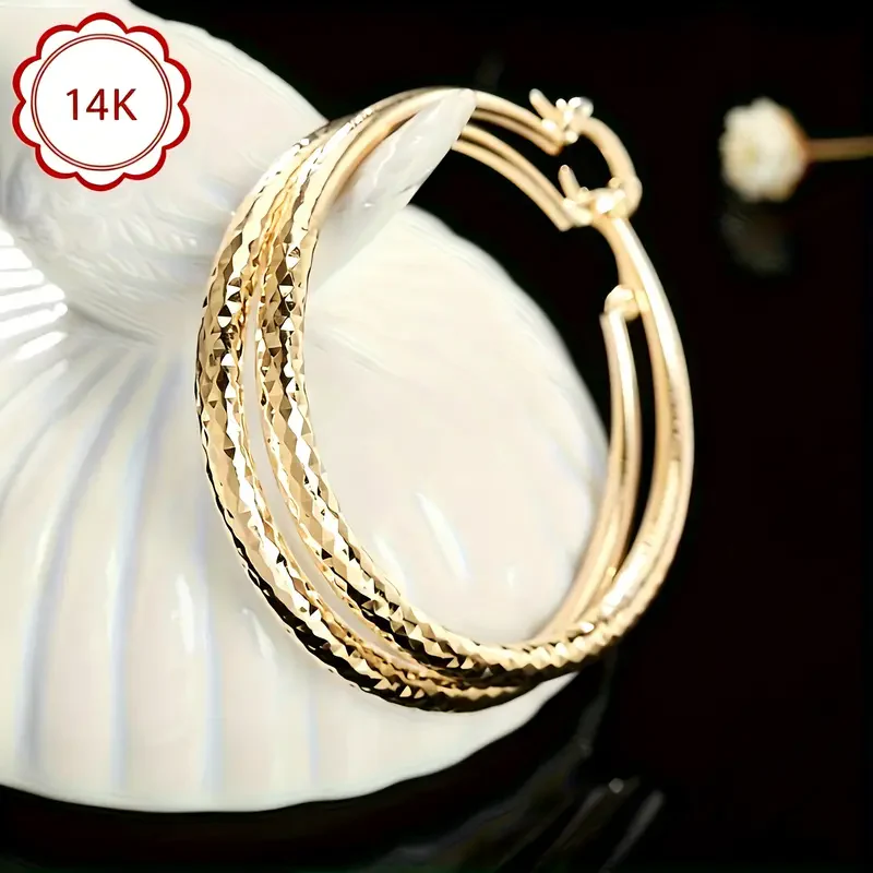 14k Sparkling Hoop Earrings - Image 2