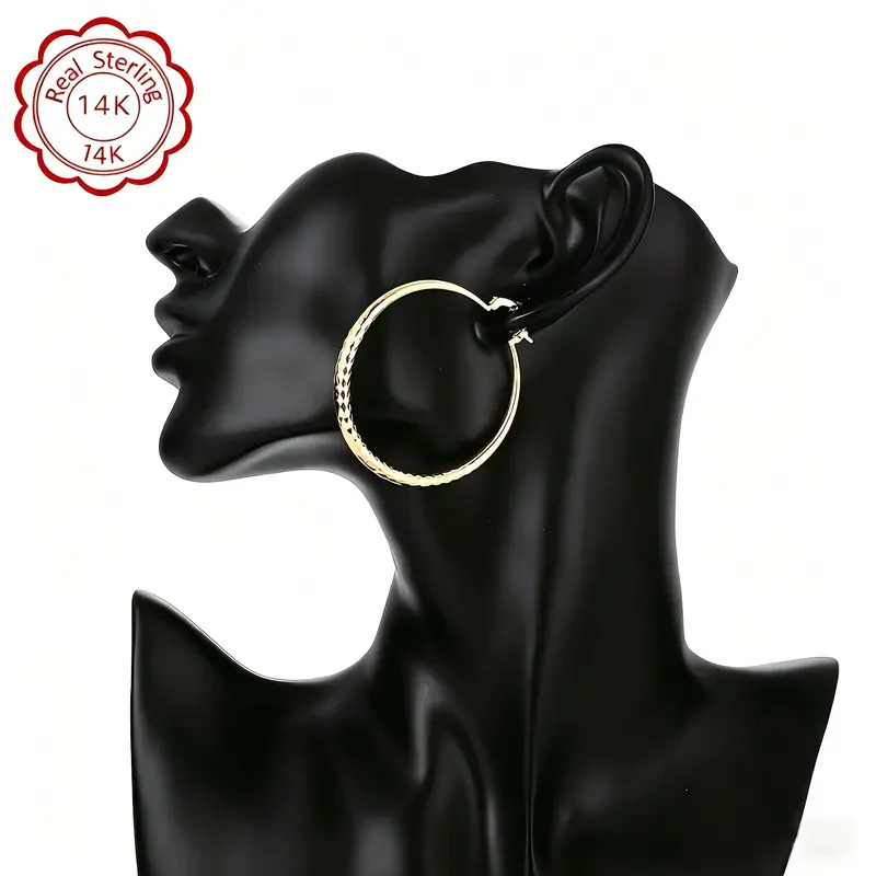 14k Sparkling Hoop Earrings - Image 3
