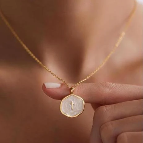 18k Dainty Cross Necklace - Image 2