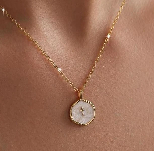 18k Dainty Cross Necklace - Image 3