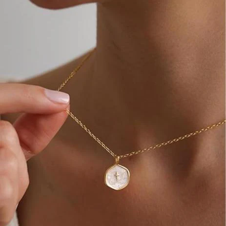 18k Dainty Cross Necklace - Image 4