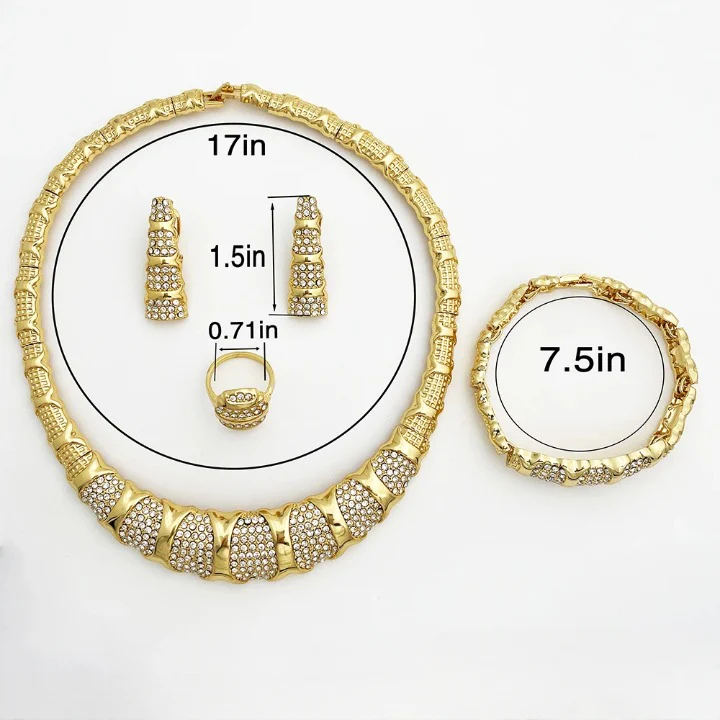 18k Full Chunky Jewelry Set - Necklace, Bracelet, Earrings, Ring - Image 3