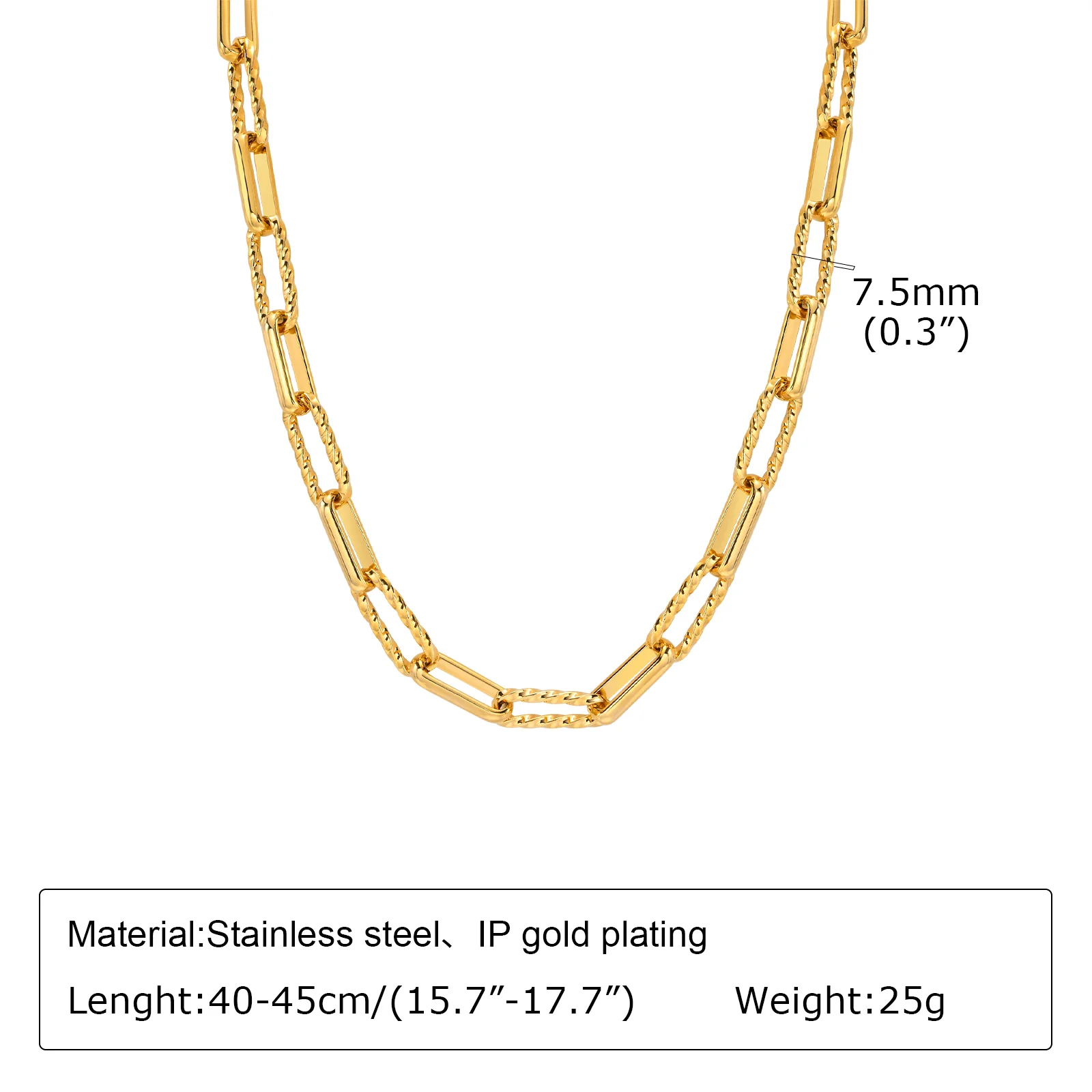 18k Gold Paperclip Chain Necklace - Image 3