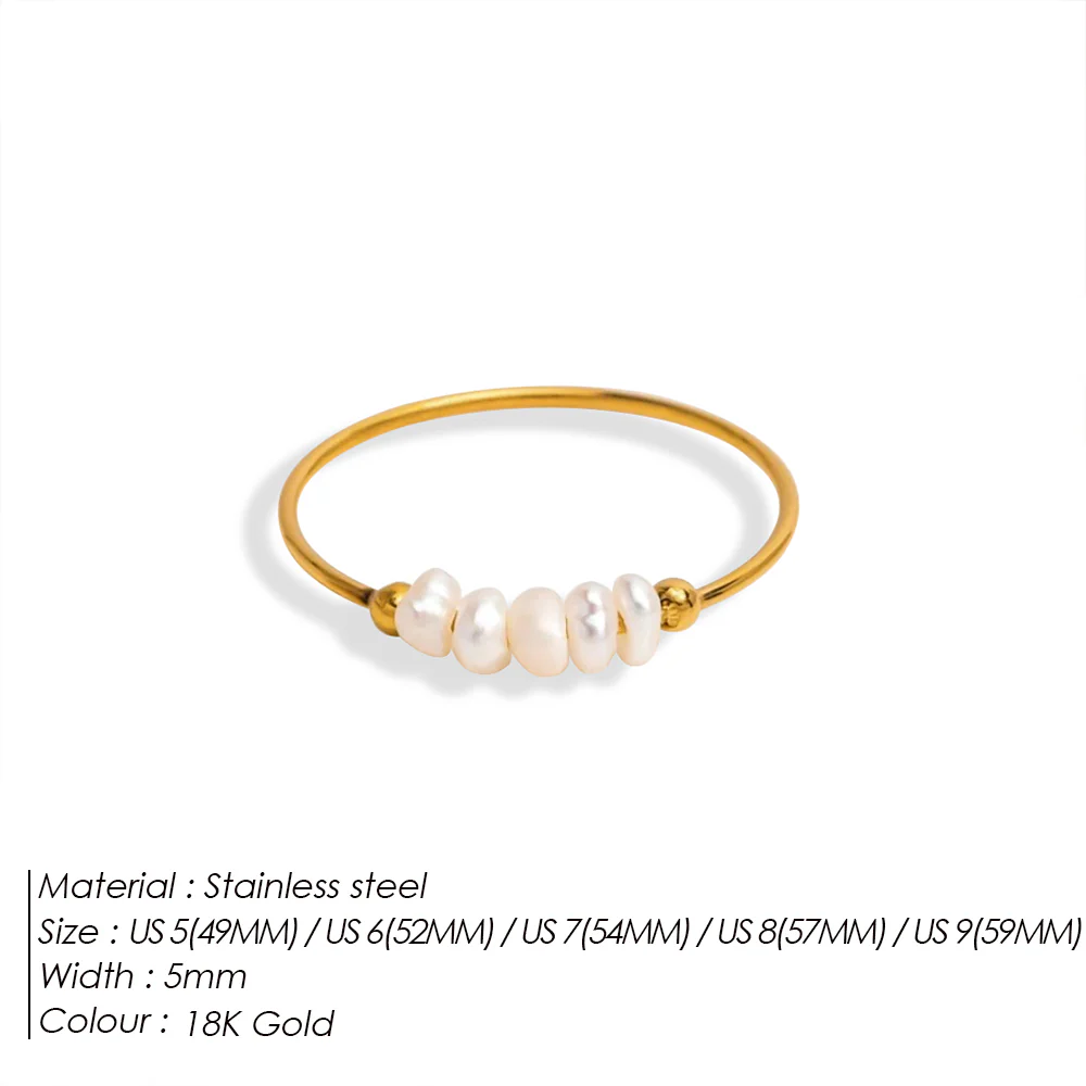 18k Gold Pearl Beaded Stacking Ring - Image 3