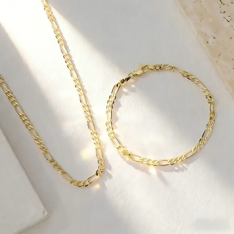 18k Plated Necklace and Bracelet Set - Image 2