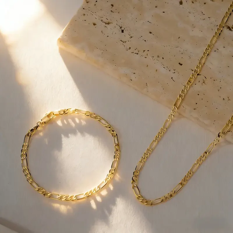 18k Plated Necklace and Bracelet Set - Image 4