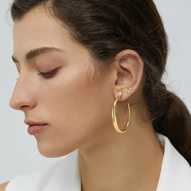 2 in 1 Stud & Hoop Earrings - Image 3
