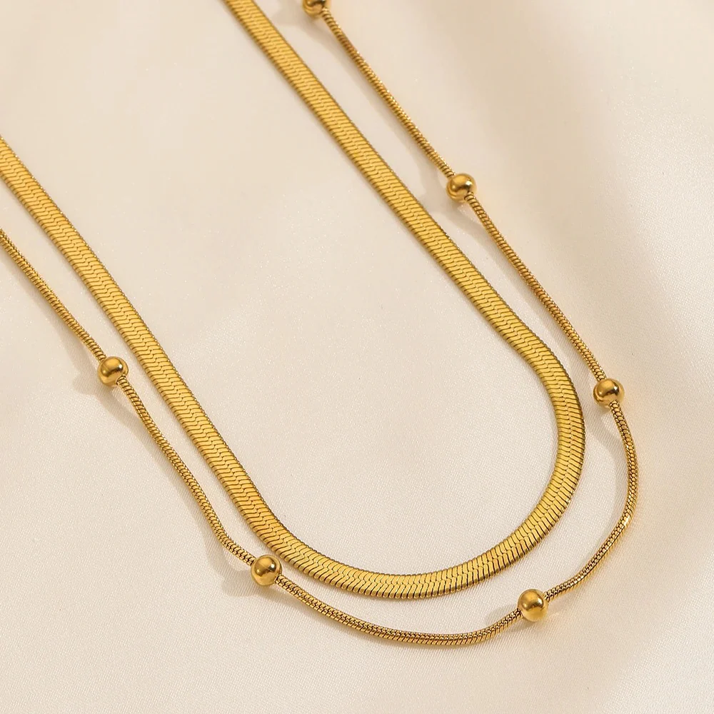 2 Layer Circular Bead Snake Bone Necklace - Image 6