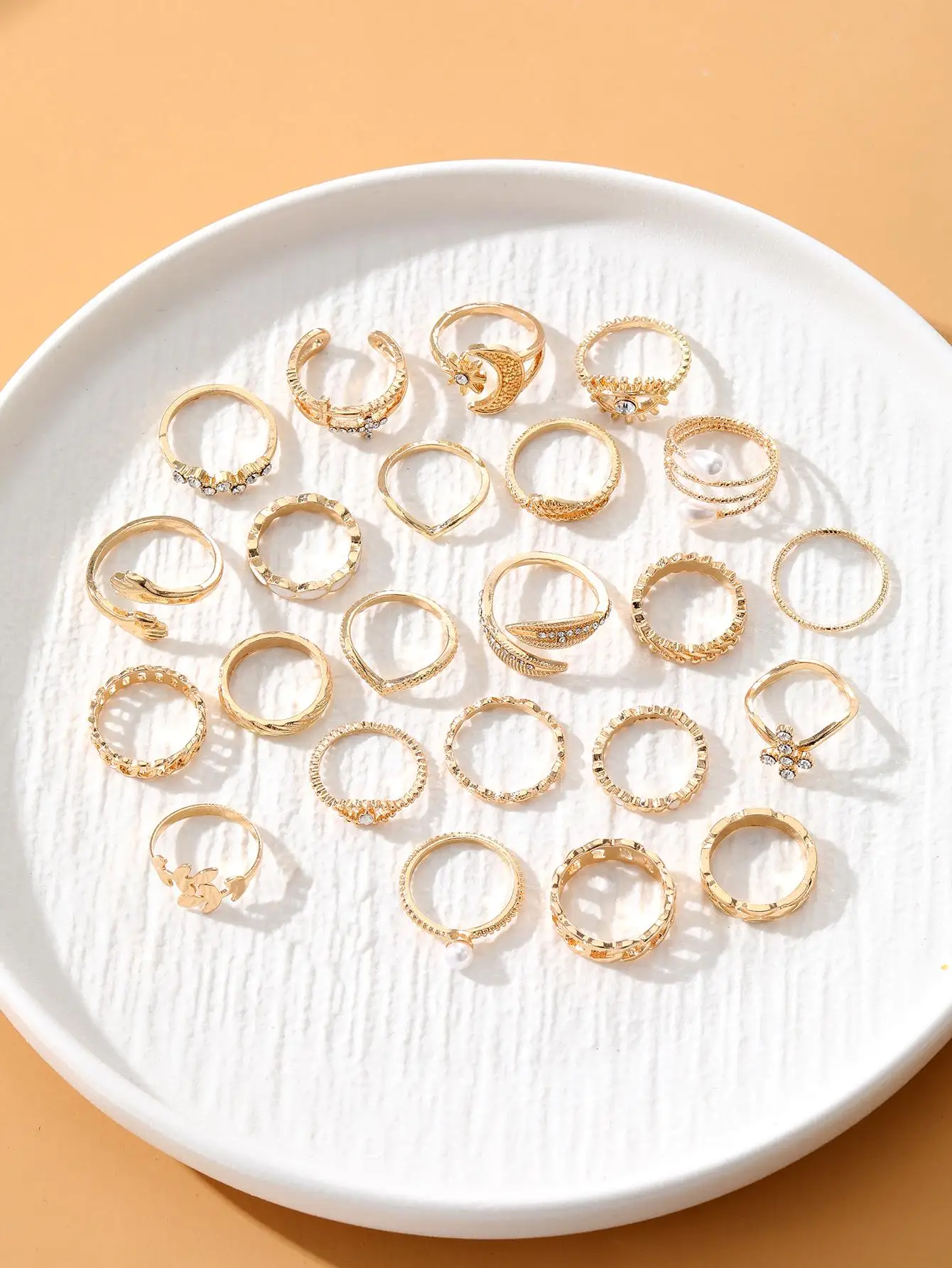 22pc Gold Statement Ring Set - Image 2