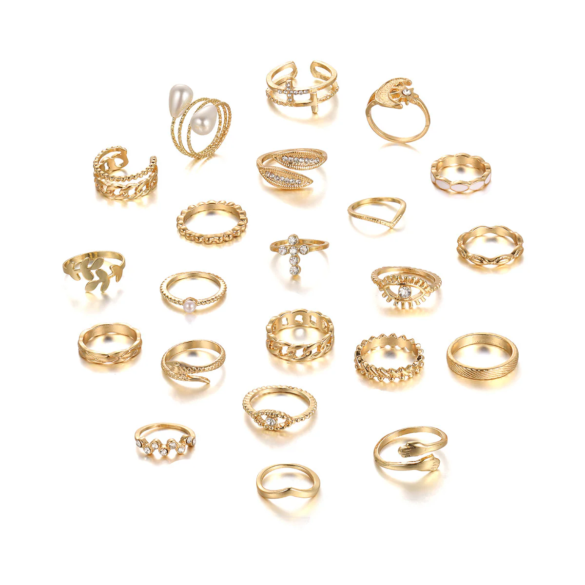23pc Retro Punk Geometric Ring Set - Image 3