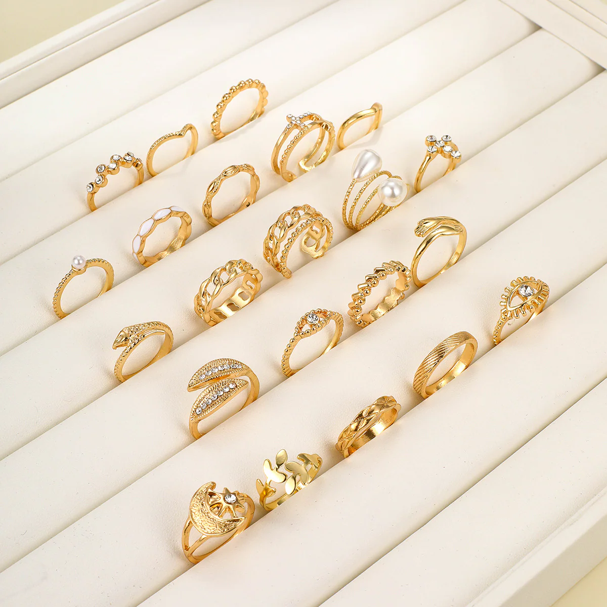 23pc Retro Punk Geometric Ring Set - Image 4
