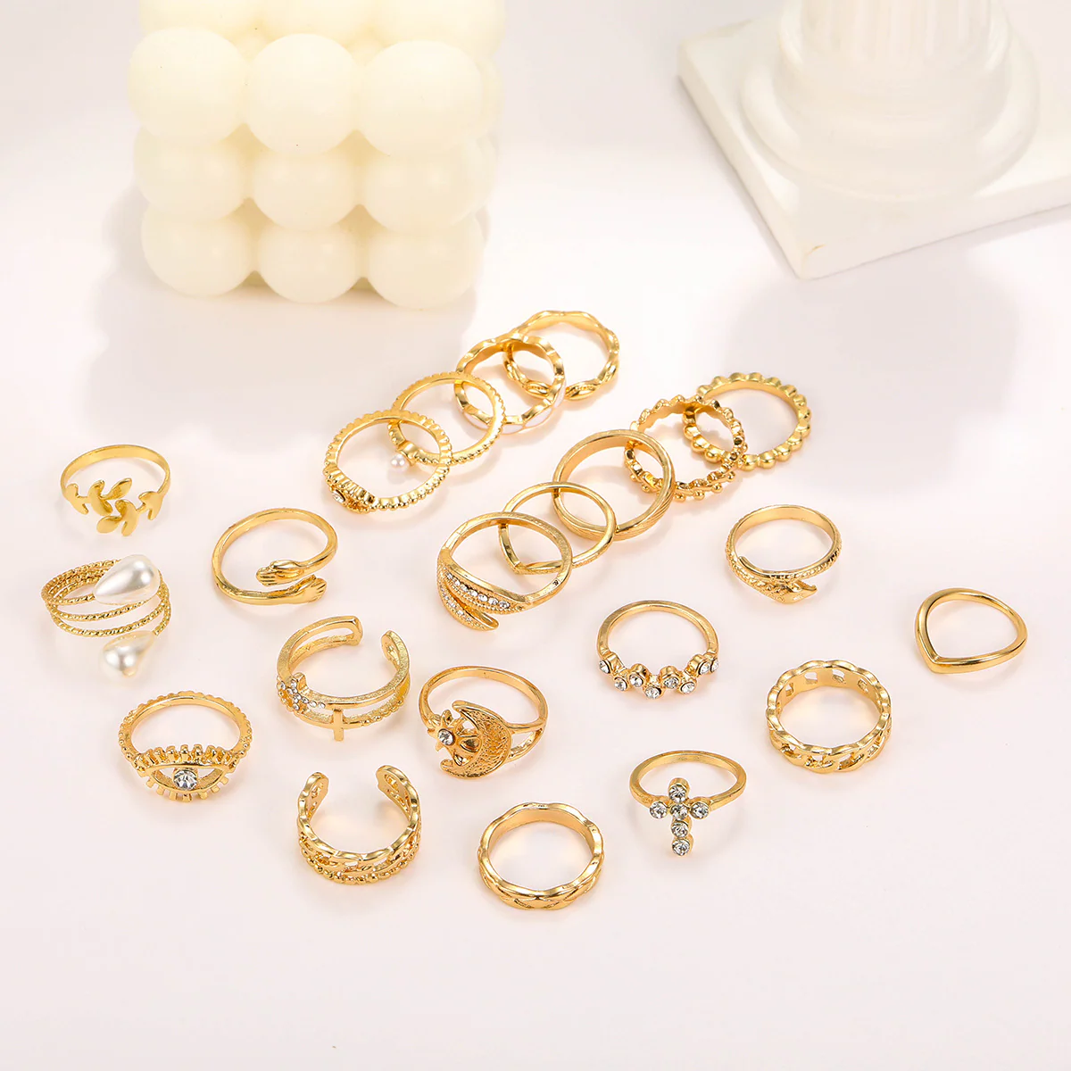 23pc Retro Punk Geometric Ring Set - Image 5