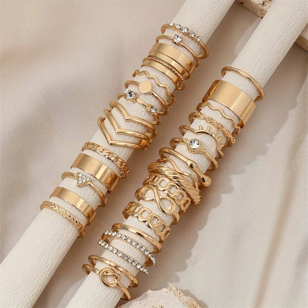 28pc Gold Tone Midi & Statement Ring Set - Image 3
