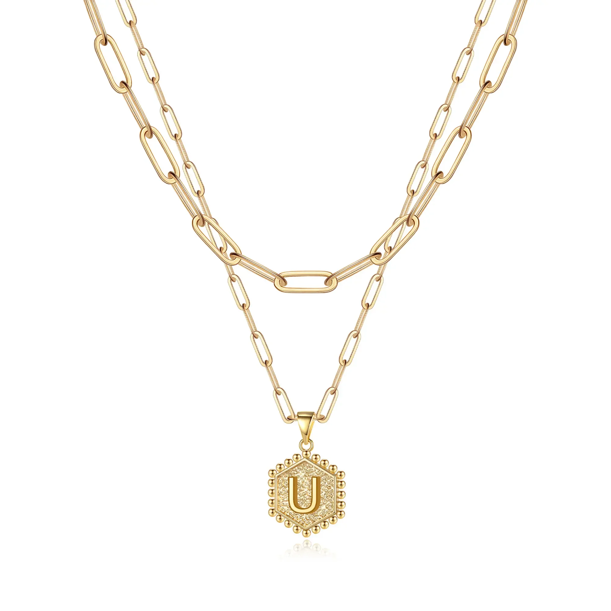 2pc 14k Hexagon Initial Necklace - Image 11