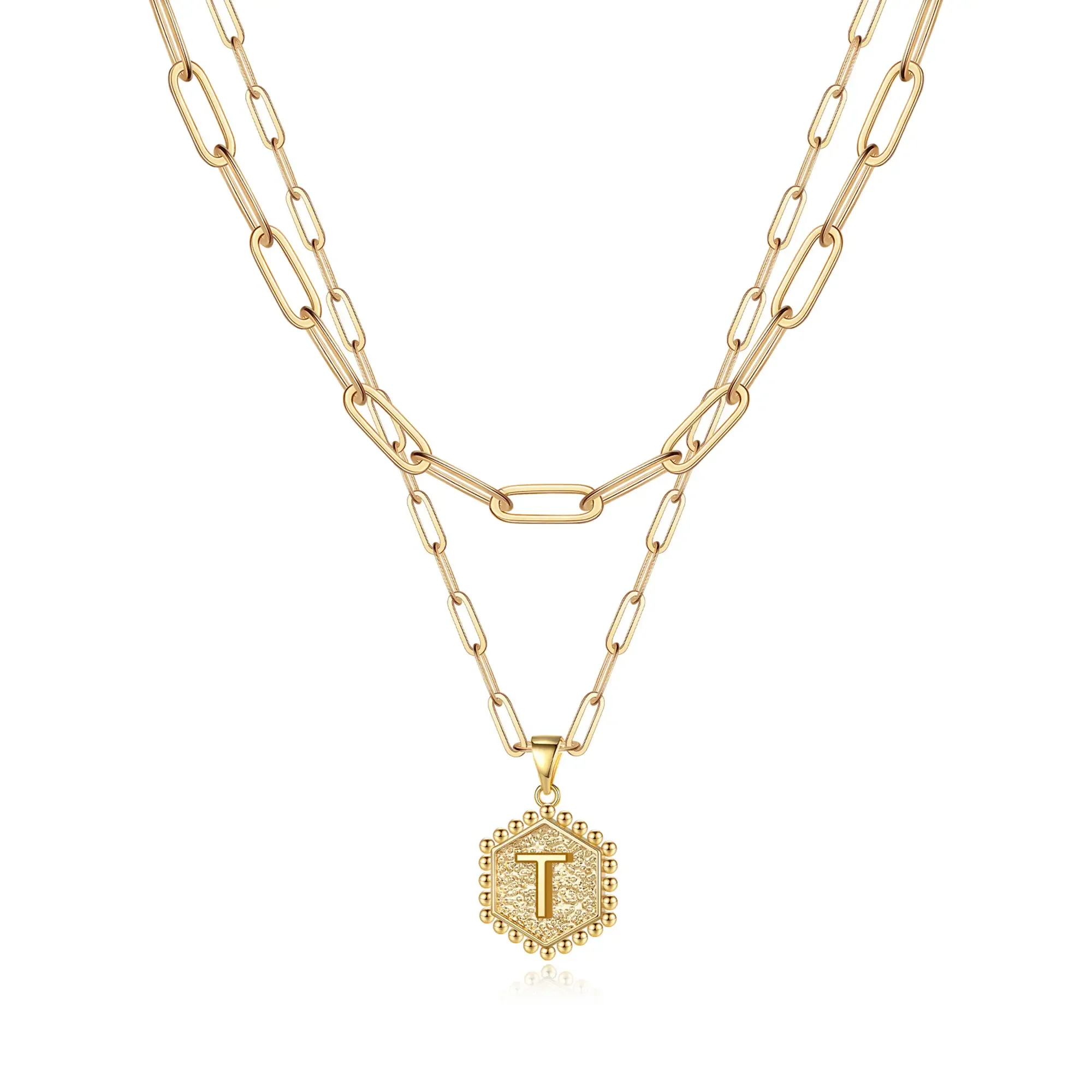 2pc 14k Hexagon Initial Necklace - Image 12